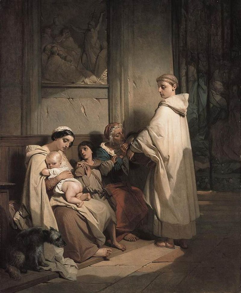 Monnik voedt de armen (Louis Gallait)